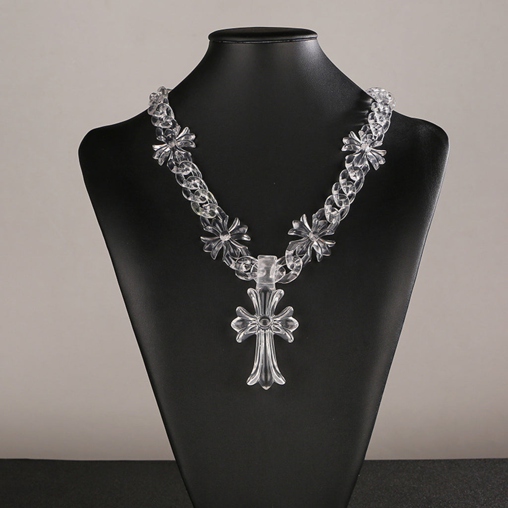 Glassy Cross Necklace
